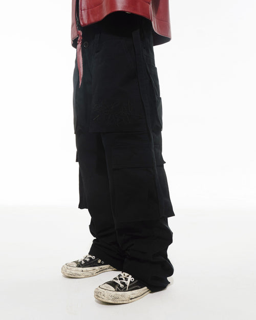 FLOWER Cargo Black Pants