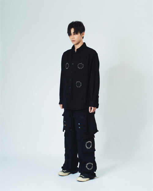 4 Hole Puncher Black Denim Shirt