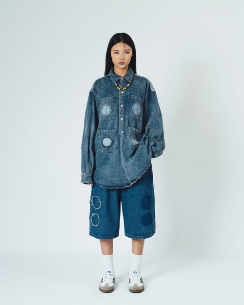 4 Hole Puncher Blue Denim Shorts
