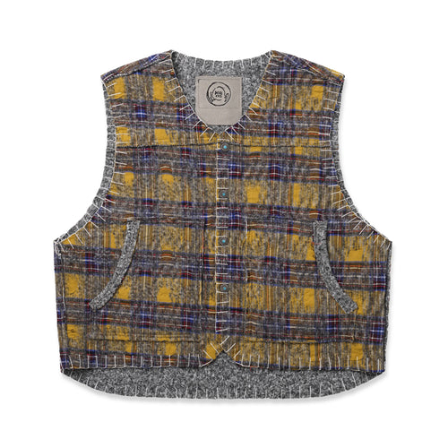 USHI Yellow Tartan Check Vest 