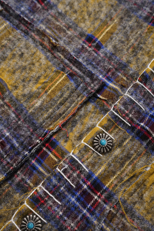 USHI Yellow Tartan Check Vest 