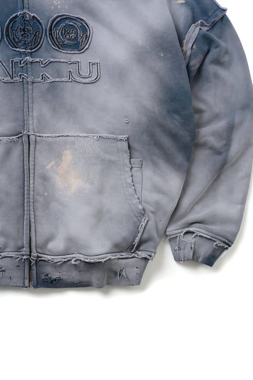 KU Washed Blue Zip Hoodie