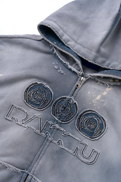 KU Washed Blue Zip Hoodie