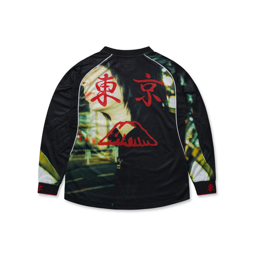 LOST IN TOKYO パネル フットボール ジャージ グリーン T シャツ