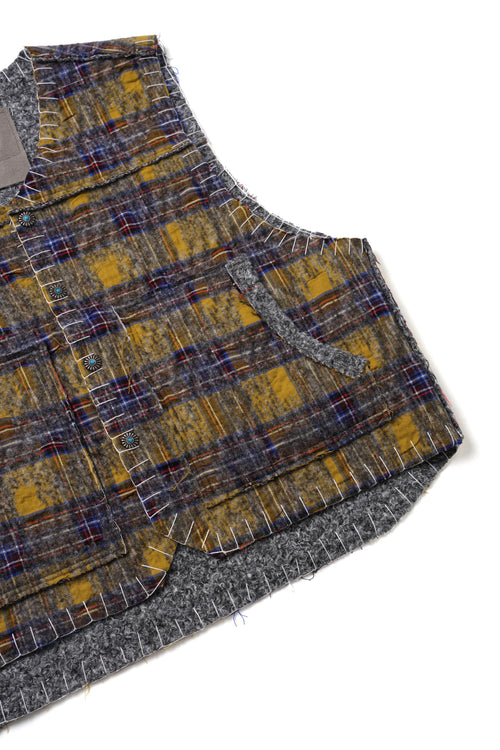 USHI Yellow Tartan Check Vest 