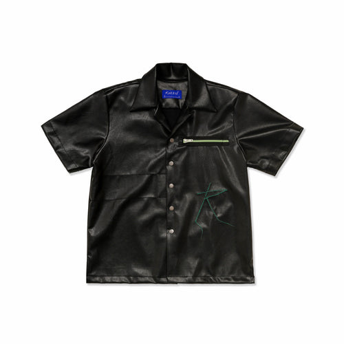 R Leather short sleeve shirt