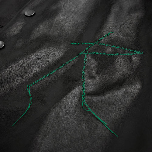 R Leather short sleeve shirt