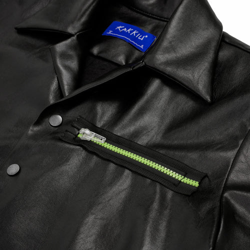 R Leather short sleeve shirt