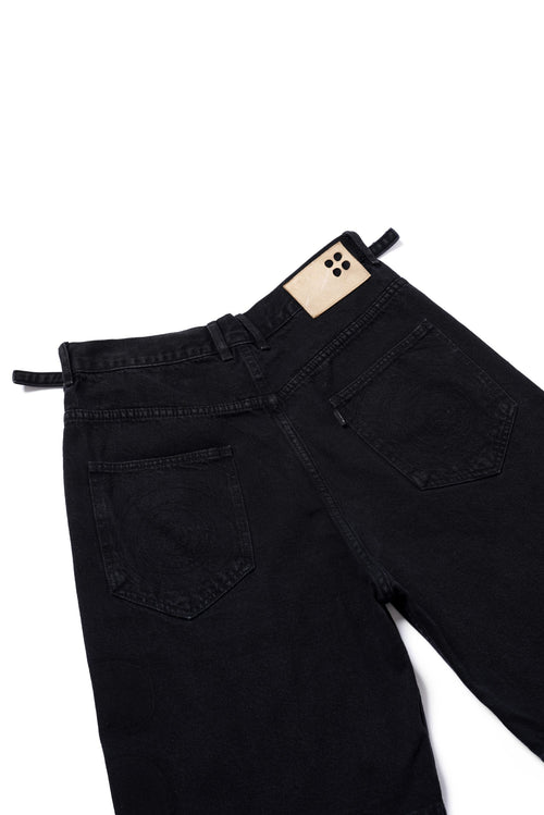 4 Hole Puncher Black Denim Shorts