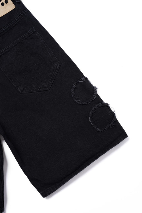 4 Hole Puncher Black Denim Shorts