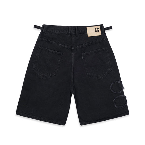 4 Hole Puncher Black Denim Shorts