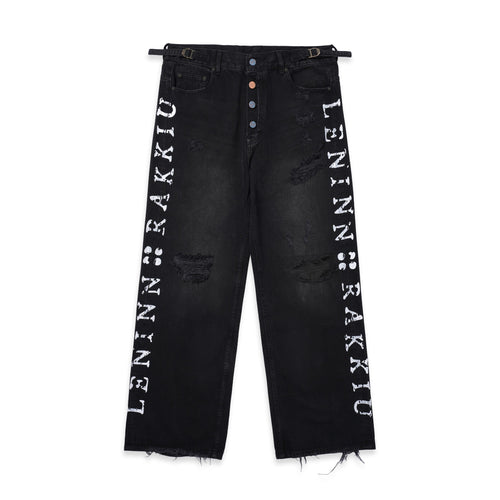4 Hole Puncher Black Denim Jeans
