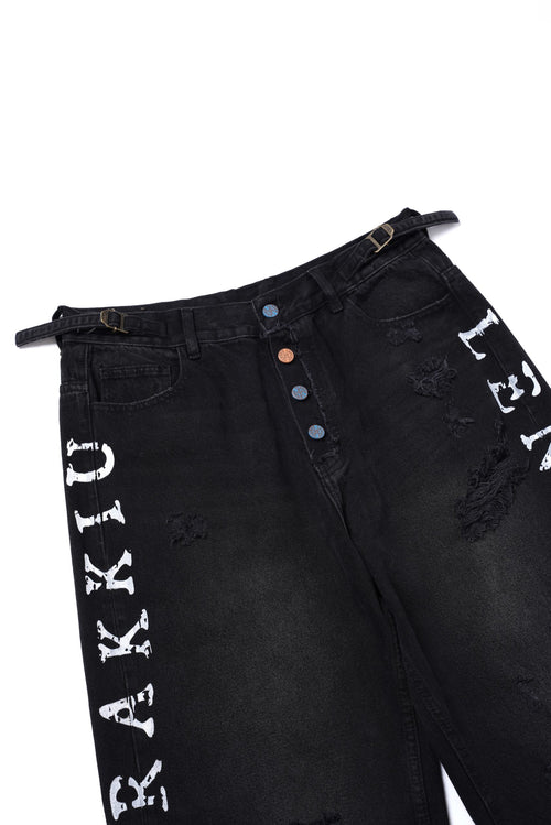 4 Hole Puncher Black Denim Jeans