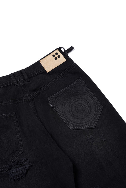 4 Hole Puncher Black Denim Jeans