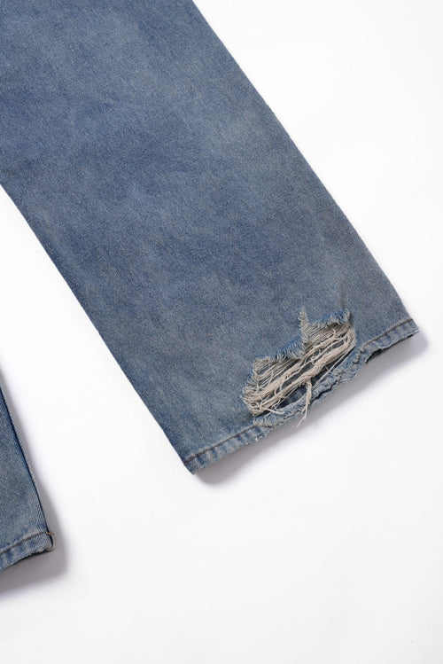 4 Hole Puncher Blue Denim Jeans