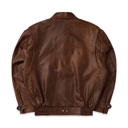 4-Hole Puncher Brown Leather Jacket
