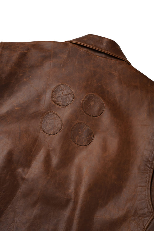 4-Hole Puncher Brown Leather Jacket