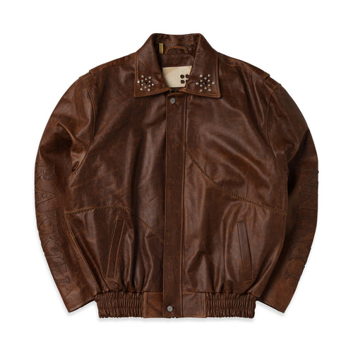 4-Hole Puncher Brown Leather Jacket