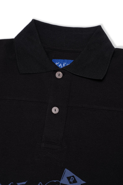 FLAGSTAFF oversized black polo shirt