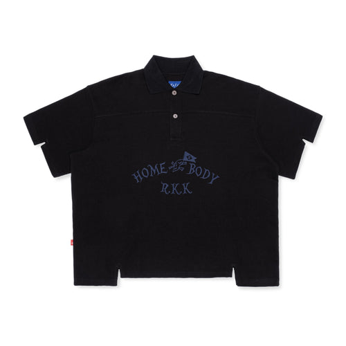 FLAGSTAFF oversized black polo shirt